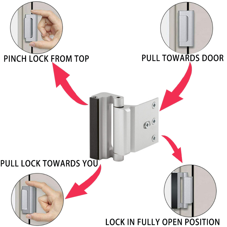 Cerradura de puerta de seguridad para el hogar Cerradura de refuerzo de  puerta a prueba de niños defensor con soporte de tope de 3
