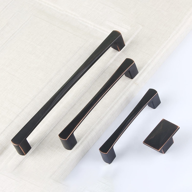 Aluminum Die Casting Cabinet Door Pulls Gandle For Kitchen Cupboard Wardrobes Handle Matte Black Door Drawer Handle