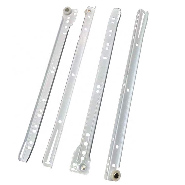 FGV type power coated soft Self closing undermount drawer slide rail with white nylon wheel drawer slide