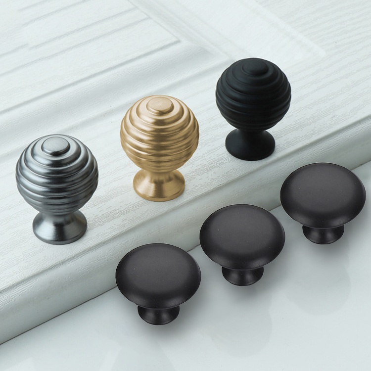 Modern Matte Black Door Knobs Cabinet Pulls Drawer Kitchen Furniture Handles Round Knobs