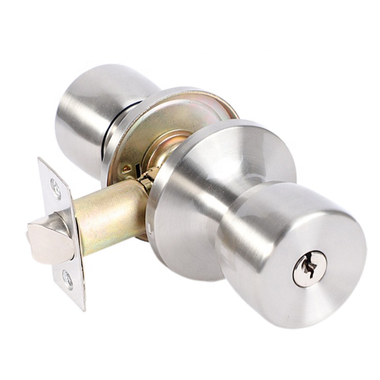 New Iron Security Knob Night Latch Rim Handle Door Lock With 3 Brass Bolt Door Lock