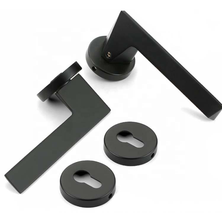 Inner handle door lock set Security door handle set with lock entrance black zinc door handle lock