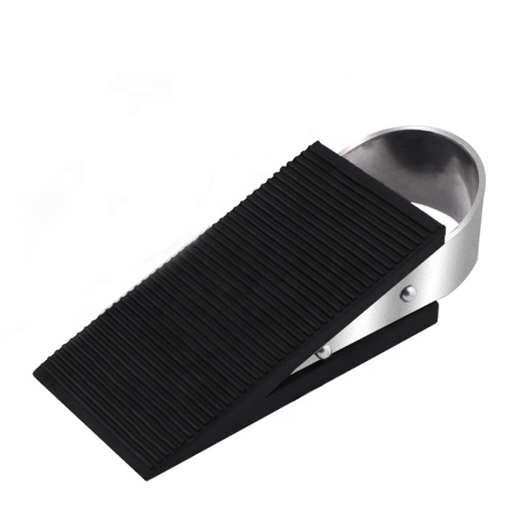 Top quality Double-sided Durable rubber door stop security door stop black wedge in Door Stop