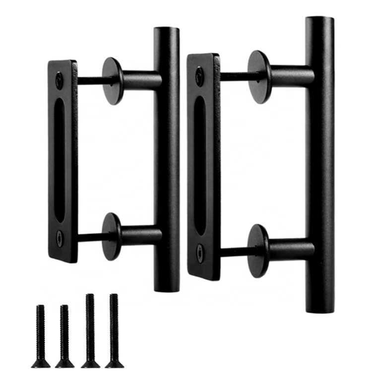 American 2 Pack 12" Carbon Steel Sliding black Barn Door handle Pull Heavy Duty Barn Door Handle