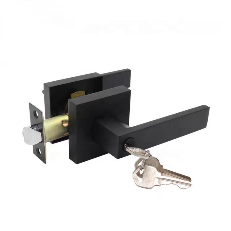 Door Lock Handle Set Black Gold Square 3 Lever Lock Zinc Alloy heavy Duty Tubular Lever Lock